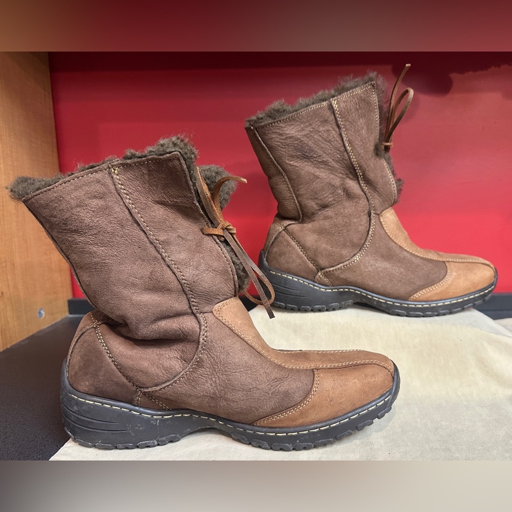 Sofft Ankle Boots Brown Leather/Suede with Brown Shearling Lining Women’s Sz 9.5 - Picture 5 of 16